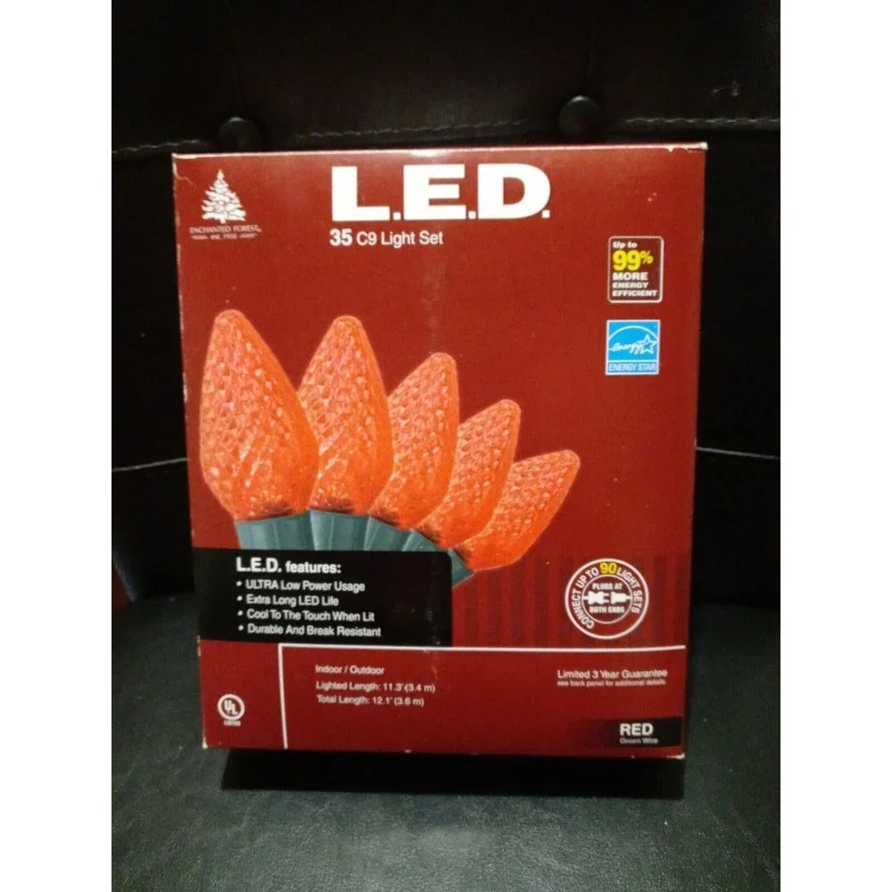 35 LED Christmas Light Set C9 Indoor Outdoor Home Holiday Party String Light RED